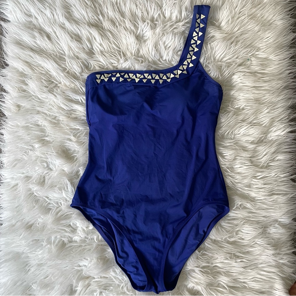 Trina Turk Blue One Shoulder One Piece Swimsuit • Size 10